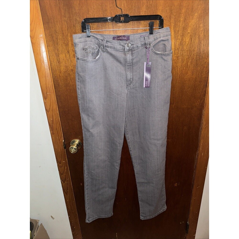 NWT Gloria Vanderbilt Amanda Womens Slimming Jeans Silver Classic Rise Size 14